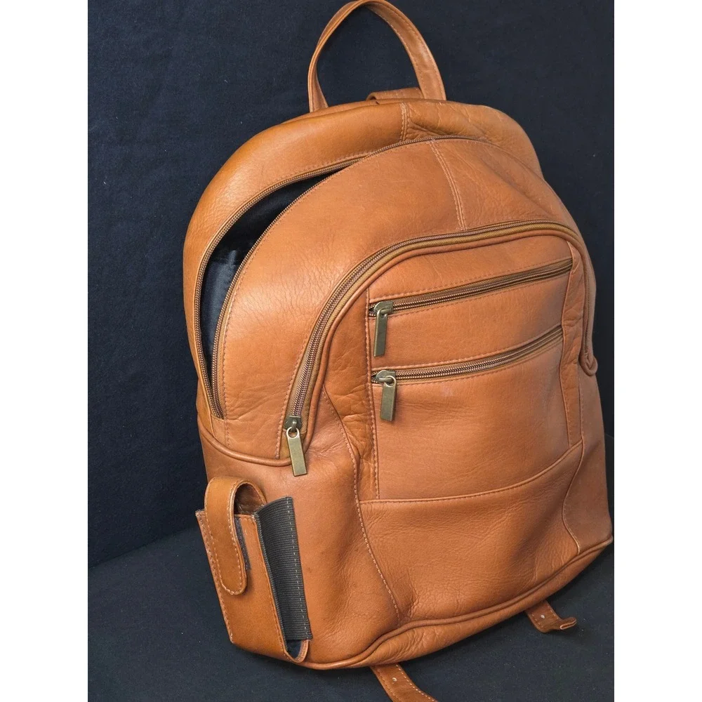 Wilsons Leather Backpack Tan Brown Pebbled Leather Travel Bag Made in Colombia